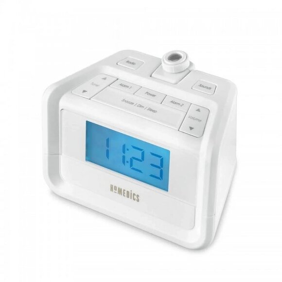 HoMedics Sound Machine and Digital Clock Radio with Time Projection, White, SS-4 - Picture 4 of 6